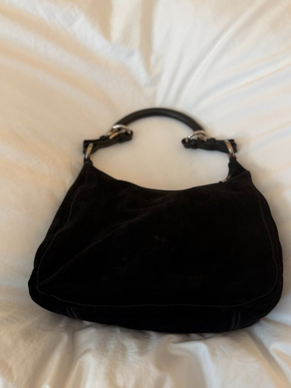PRADA black Suede Hobo bag